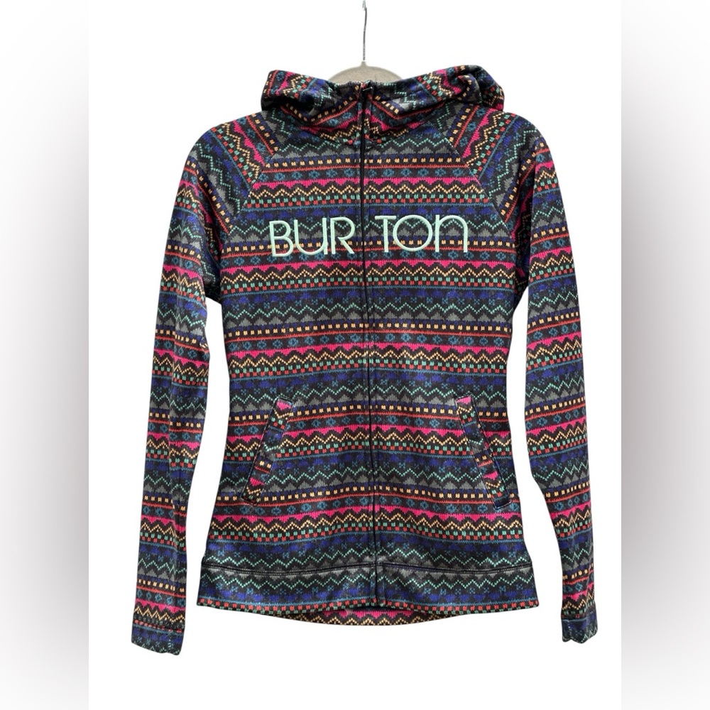 Burton Women's Multicolor Geometric Fleece Lined Hooded Ski Jacket- Small